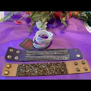 2 leather and 1 foam urban bracelets